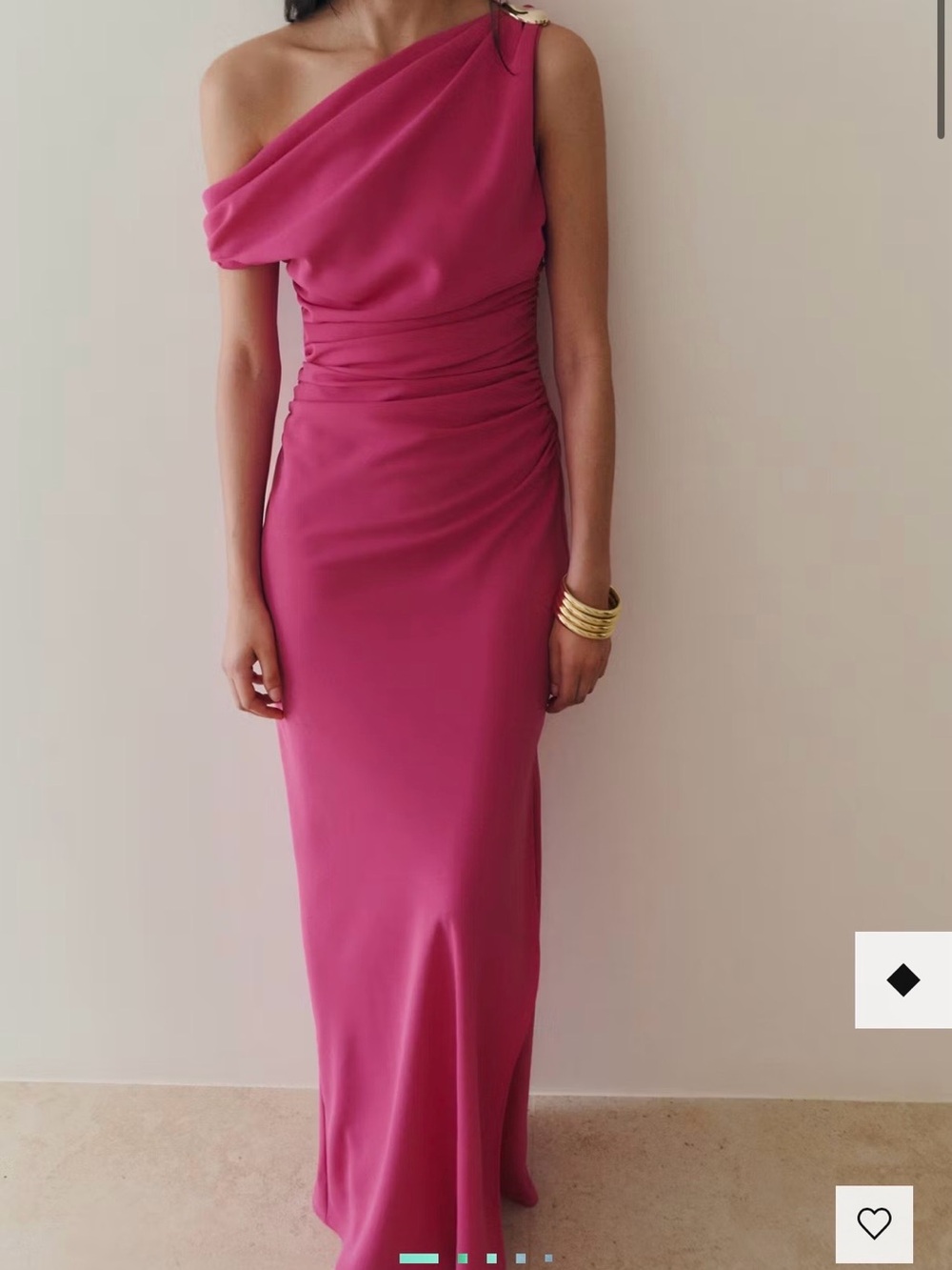 Mango One-Shoulder Fuchsia Pink Gown